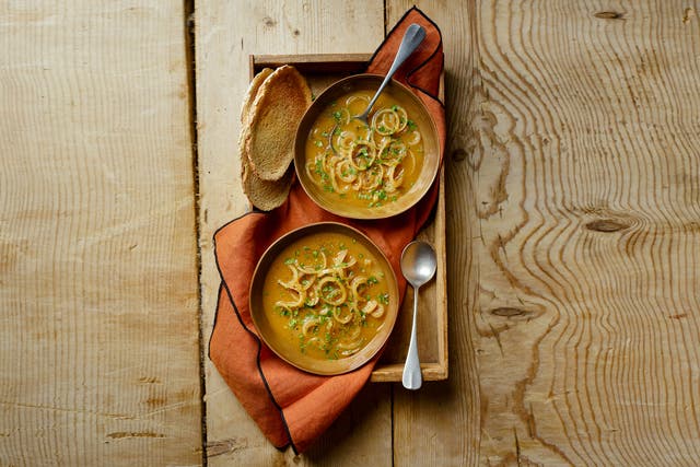 <p>‘What is more joyful than something delicious and comforting that can be whipped up in half the time than it usually is?’, such as a French (pickled) onion soup</p>