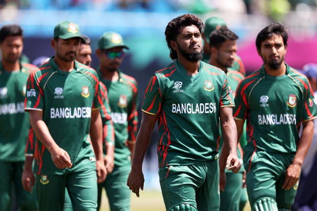 <p>File. Bangladesh players leave the field after their match against South Africa at the 2024 T20 Cricket World Cup</p>