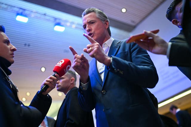 <p>‘Trump is a T-rex,’ said Newsom. ‘You mate with him or he devours you’</p>