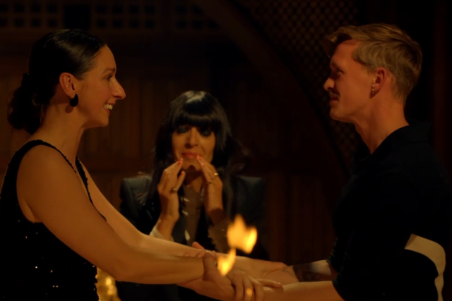 <p>Rachel and Stephen on 'The Traitors'</p>